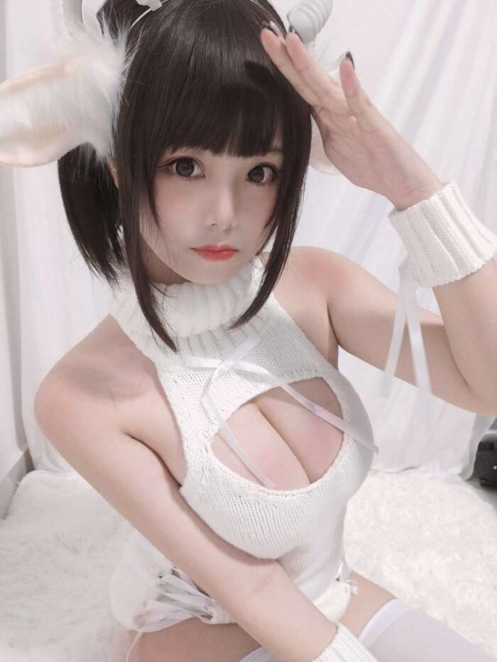 蜜汁猫裘 NO.045 白丝毛衣[40P3V-152MB]