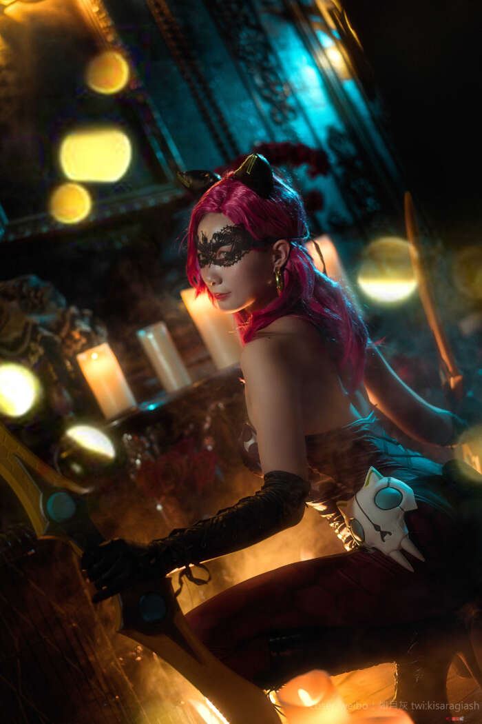 如月灰 NO.014 王者荣耀 阿轲 暗夜猫娘 [12P-58MB]