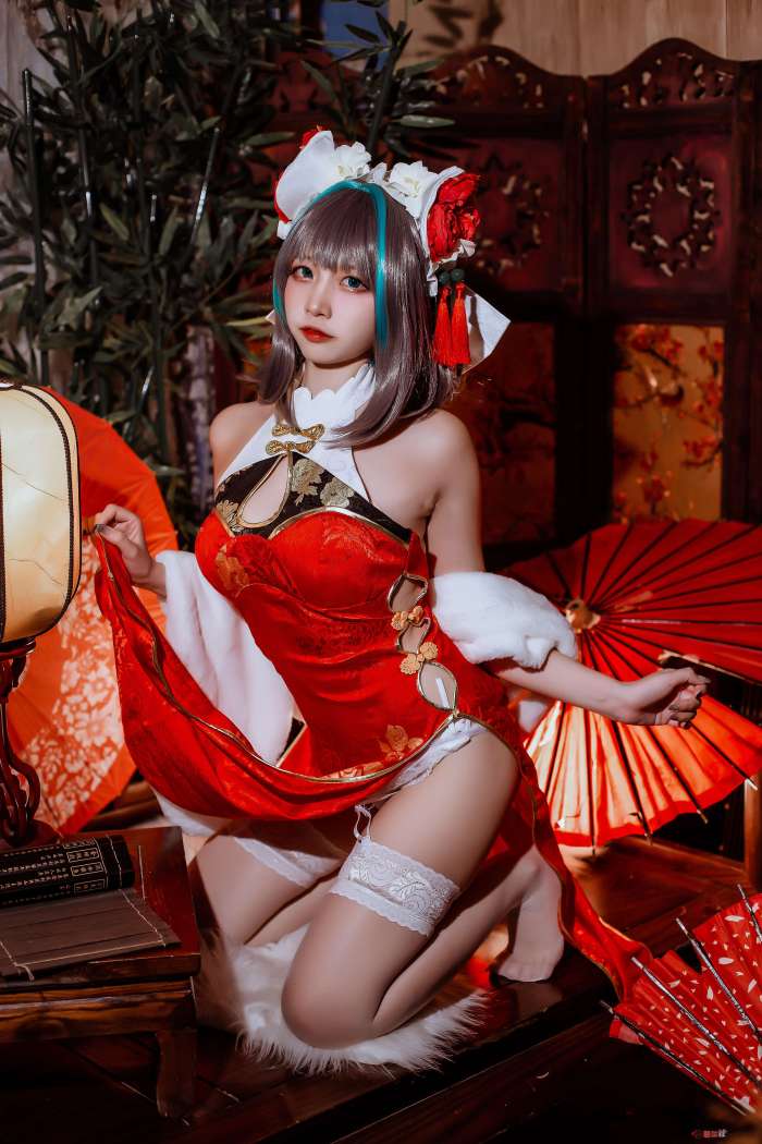 二佐Nisa – 碧蓝柴郡旗袍 [32P301MB]