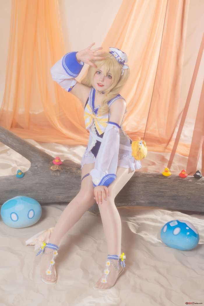 Saya Scarlet – Barbara Swimsuit (Genshin Impact) [28P127MB]