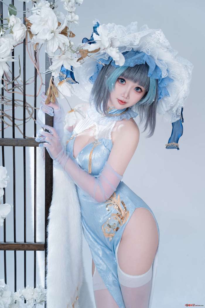 面饼仙儿 – 柴郡 猫猫 蓝旗袍 [40P438MB]
